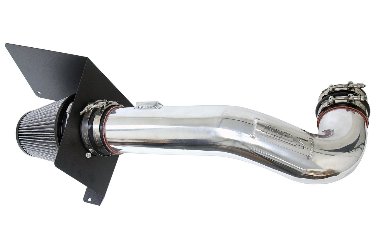 HPS Shortram Air Intake Kit 2009-2014 GMC Sierra 1500 4.8L 5.3L 6.0L 6.2L V8 (Excludes Hybrid), Includes Heat Shield, Polish