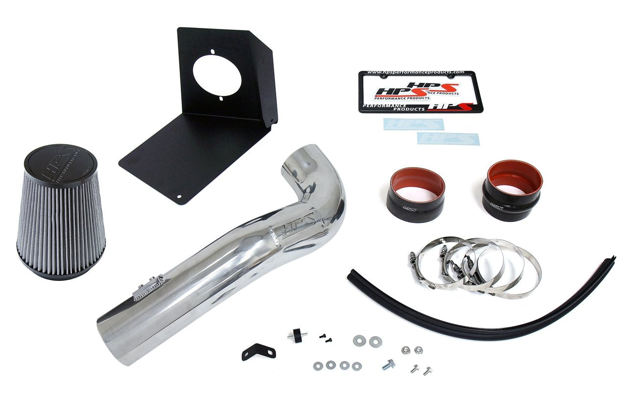 HPS Shortram Air Intake Kit 2009-2013 Chevy Silverado 4.8L 5.3L 6.0L 6.2L V8, Includes Heat Shield, Polish