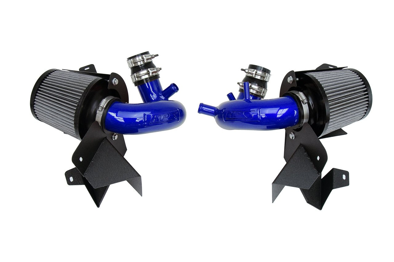 HPS Performance Shortram Air Intake Kit 2018-2019 Kia Stinger 3.3L V6 Twin Turbo, Includes Heat Shield, Blue