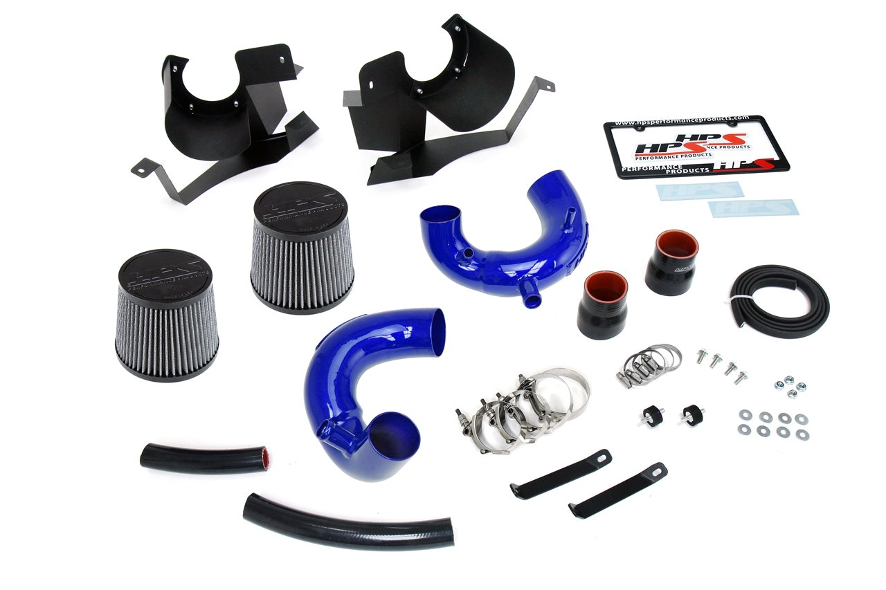 HPS Performance Shortram Air Intake Kit 2018-2019 Kia Stinger 3.3L V6 Twin Turbo, Includes Heat Shield, Blue