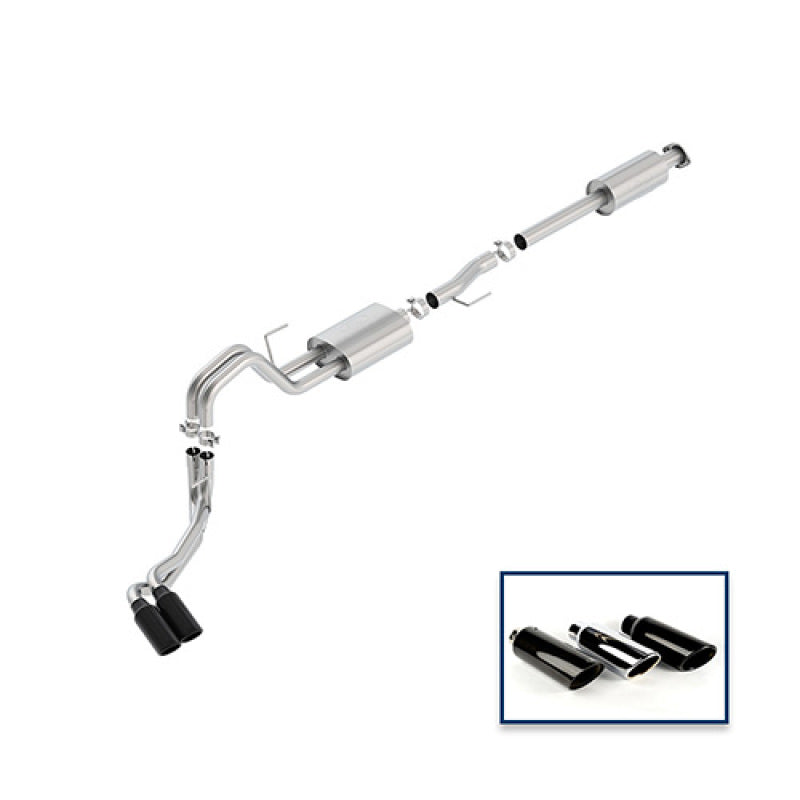 Ford Racing 15-18 F-150 2.7L Cat-Back Sport Exhaust System - Side Exit Black Chrome Tips M-5200-F1527RSBA