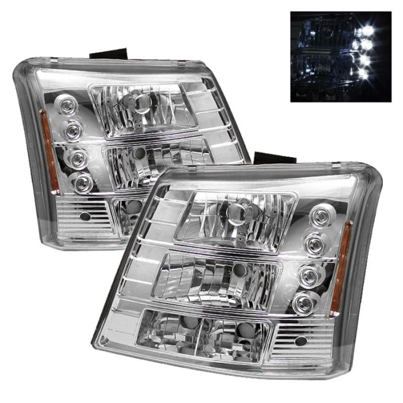 Spyder Chevy Silverado 1500 03-061PC W/ Bumper Lights Crystal Headlights Chrm HD-YD-CS03-1PC-AM-C 5012401 Main Image