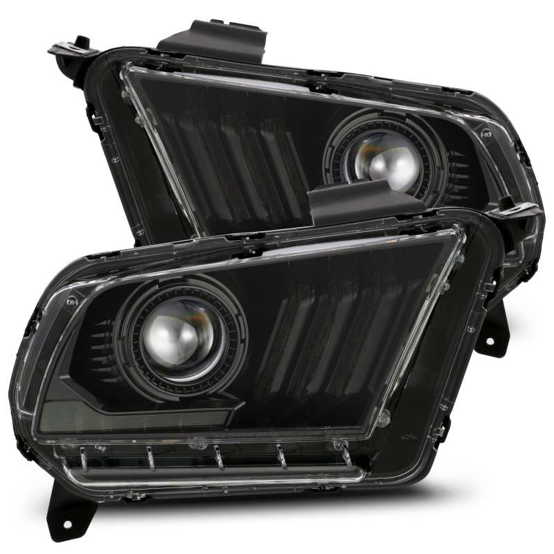 AlphaRex 10-12 Ford Mustang PRO-Series Projector Headlights Plank Style Black w/Top/Bottom DRL 880112 Main Image