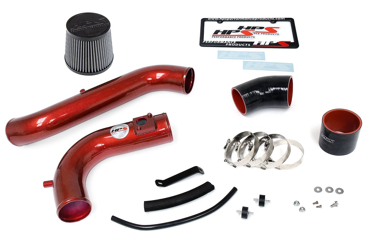 HPS Performance Cold Air Intake Kit 2008-2012 Honda Accord 2.4L, Converts to Shortram, Red