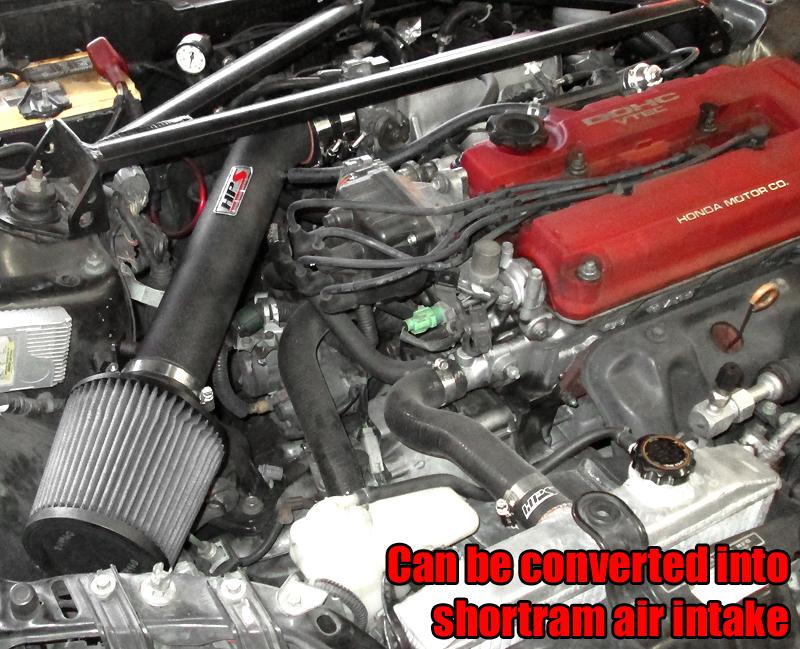 HPS Cold Air Intake Kit 1992-1995 Honda Civic SOHC D Series DOHC B Series, Converts to Shortram, Black