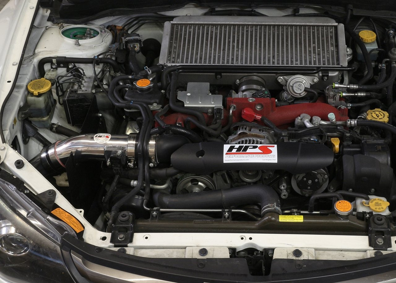 HPS Performance Cold Air Intake Kit 2008-2014 Subaru WRX STI 2.5L Turbo, Converts to Shortram, Polish