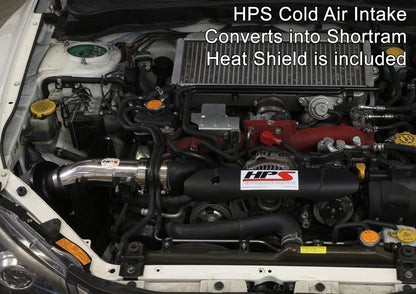 HPS Cold Air Intake Kit 2008-2014 Subaru WRX STI 2.5L Turbo, Converts to Shortram, 837-566