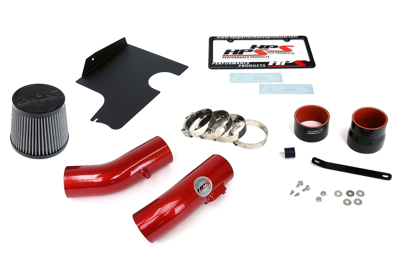 HPS Performance Cold Air Intake Kit 2008-2014 Subaru WRX STI 2.5L Turbo, Converts to Shortram, Red