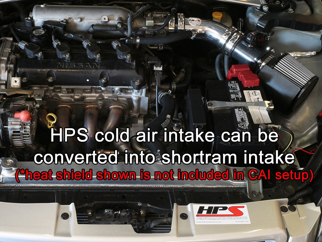 HPS Performance Cold Air Intake Kit 2002-2006 Nissan Altima 2.5L 4Cyl, Converts to Shortram, Polish