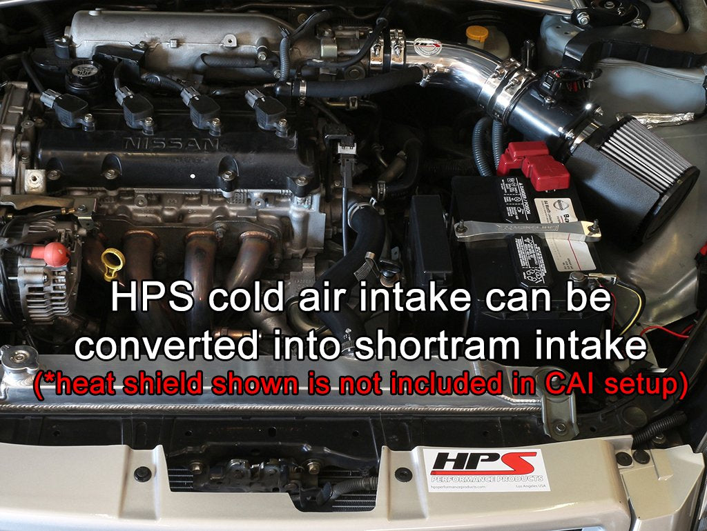 HPS Cold Air Intake Kit 2002-2006 Nissan Altima 2.5L 4Cyl, Converts to Shortram, 837-570