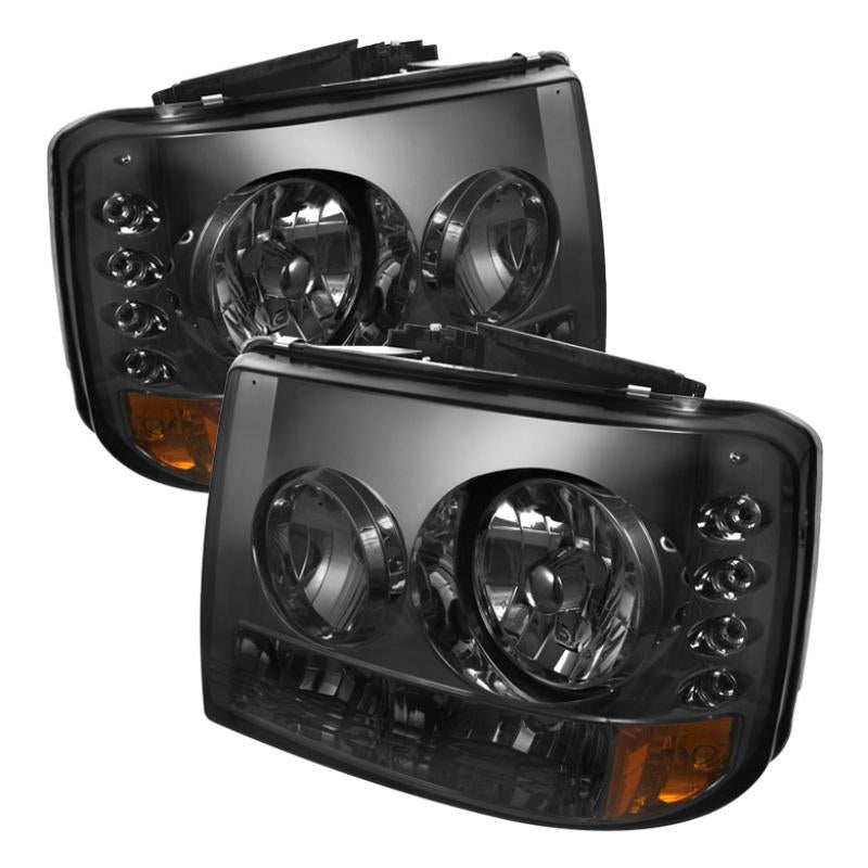 Spyder Chevy Silverado 1500/ 1PC W/ Bumper Lights LED Crystal Headlights Smoke HD-YD-CS99-1PC-AM-SM 5012463 Main Image