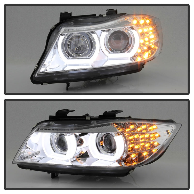 Spyder 09-12 BMW E90 3-Series 4DR Projector Headlights Halogen - LED - Chrome - PRO-YD-BMWE9009-C 5086471