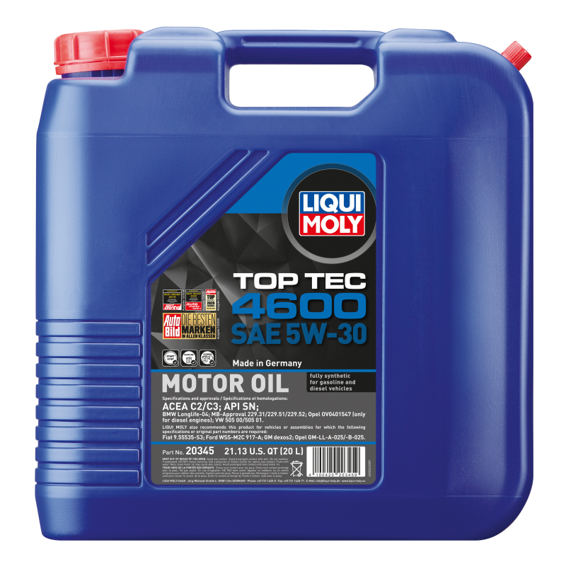 LIQUI MOLY 20L Top Tec 4600 Motor Oil 5W-30 20345