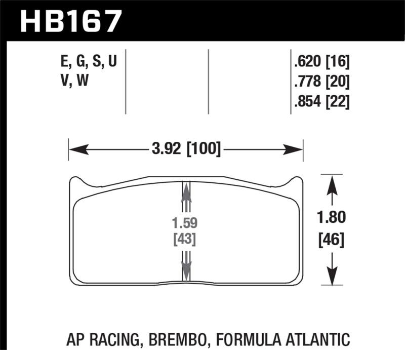 Hawk DTC-80 AP Racing/Brembo 16mm Race Brake Pads HB167Q.620 Main Image