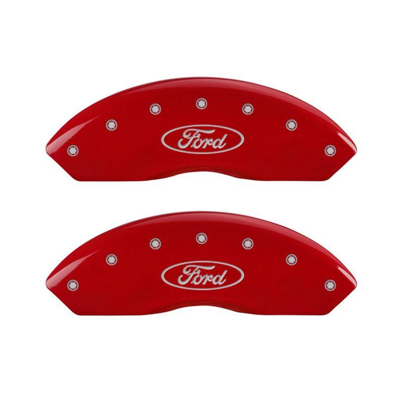 MGP Front set 2 Caliper Covers Engraved Front Oval logo/Ford Red finish silver ch 10155FFRDRD Main Image