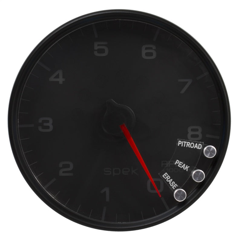 Autometer Spek-Pro Gauge Tachometer 5in 8K Rpm W/Shift Light & Peak Mem Black/Black P23832