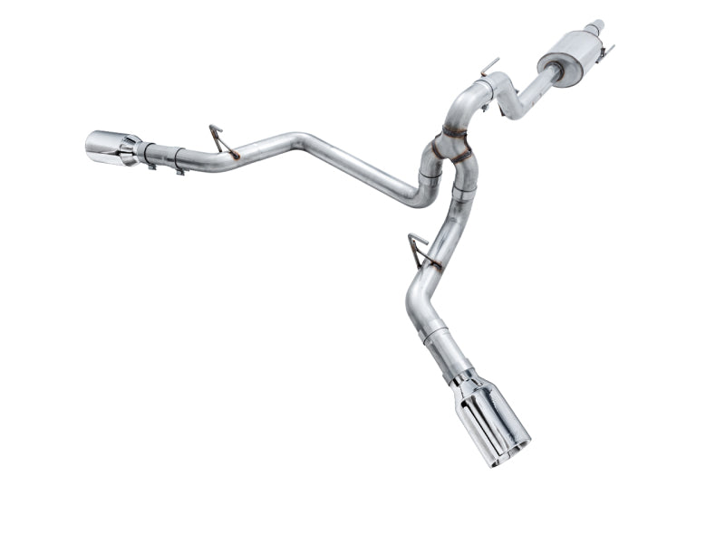 AWE Tuning 2015+ Ford F-150 0FG Dual Exit Performance Exhaust System w/5in Chrome Silver Tips 3015-32104