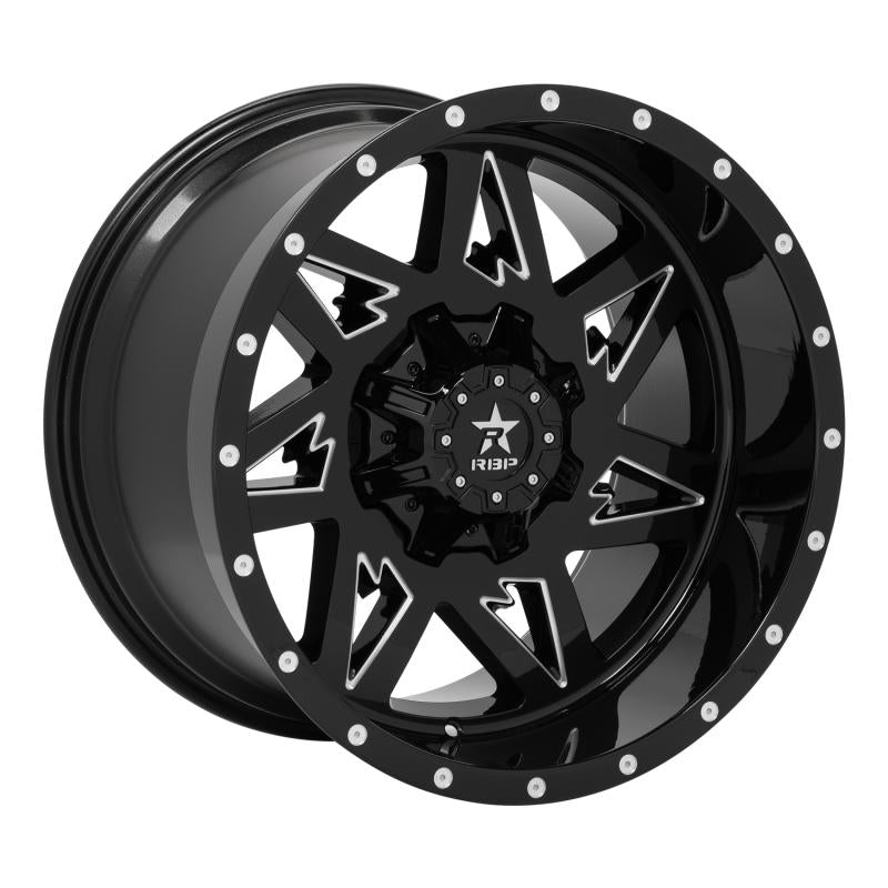 RBP 71R Avenger 20x10 5x150 BP / 5 BS / -12mm Offset 110mm CB Gloss Black w/Machined Grooves Wheel 71R-2010-50-12BG Main Image