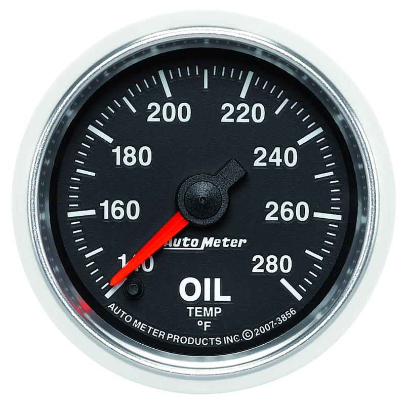 Autometer GS Series 2-1/16in Oil Temperature Gauge 140-280 Degrees Electric Full Sweep 3856 Main Image