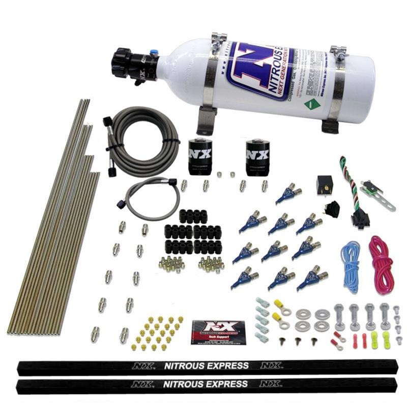 Nitrous Express 10 Cyl Piranha Nozzle Direct Port Nitrous Kit (250-500HP) w/5lb Bottle 81000EFI-05 Main Image