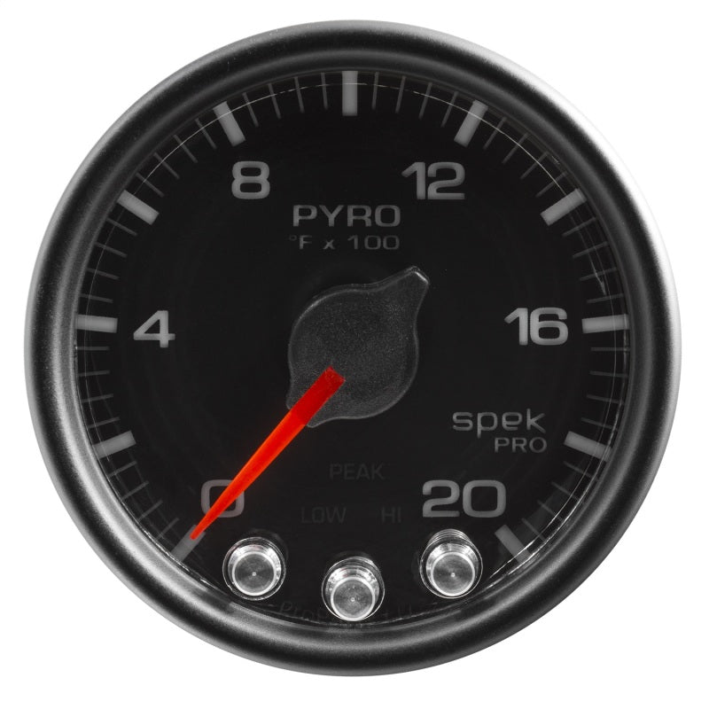 Autometer Spek-Pro Gauge Pyro. (Egt) 2 1/16in 2000f Stepper Motor W/Peak & Warn Blk/Blk P31032