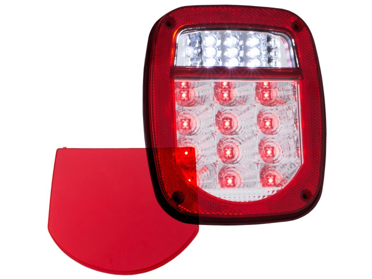 Anzo 1976-1985 Jeep Wrangler LED 2 Lens - Red/Clear, Chrome