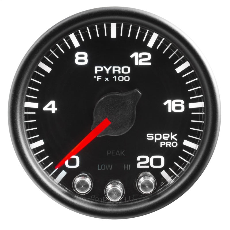 Autometer Spek-Pro Gauge Pyro. (Egt) 2 1/16in 2000f Stepper Motor W/Peak & Warn Blk/Blk P31032