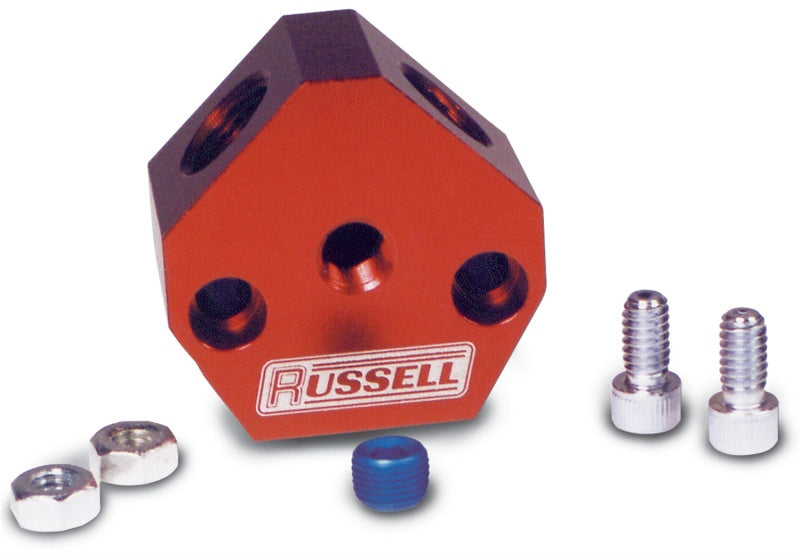 Russell BILLET FUEL BLOCK 1/2" INLET 3/8" OUTLET