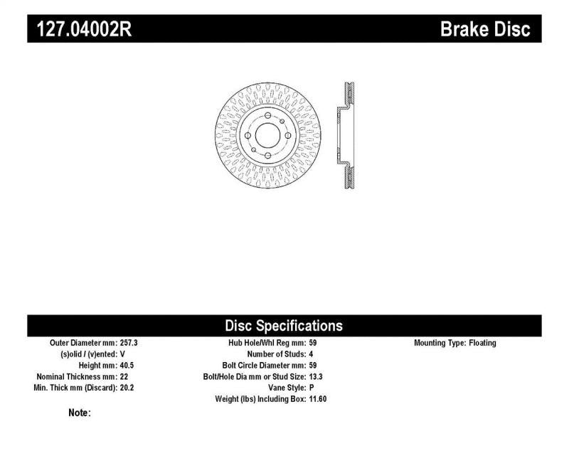 StopTech Slotted & Drilled Sport Brake Rotor 127.04002R Main Image