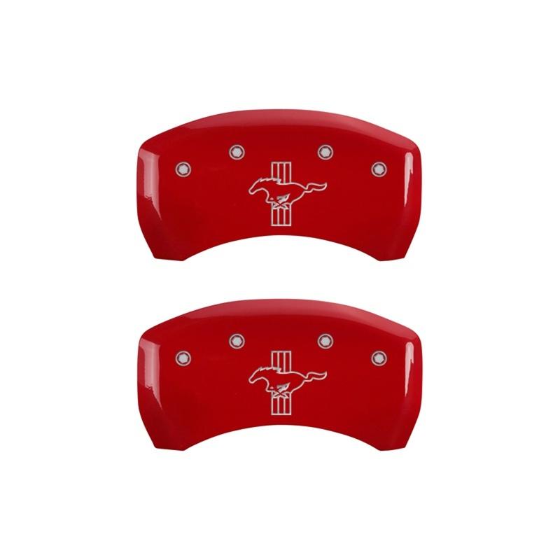 MGP Rear set 2 Caliper Covers Engraved Rear S197/Bar & Pony Red finish silver ch 10010RMB1RD Main Image