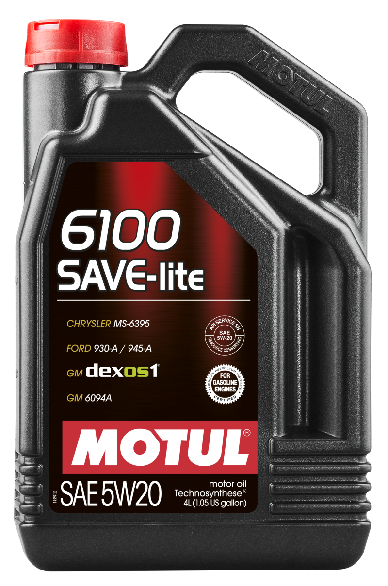 Motul 4L Technosynthese Engine Oil 6100 SAVE-LITE 5W20 - Ford M2C 930-A 945-A API SN 108030 Main Image