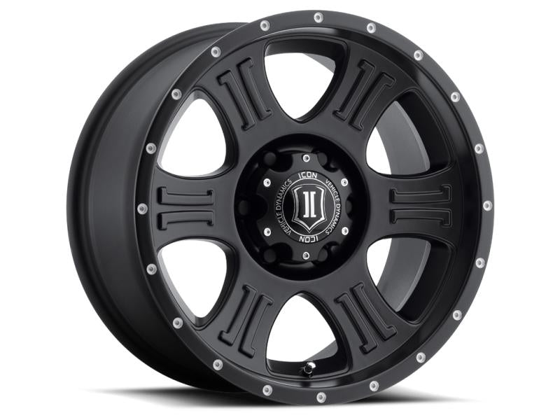 ICON Shield 17x8.5 5x5 0mm Offset 4.75in BS 71.5mm Bore Satin Black Wheel 1017857347SB Main Image