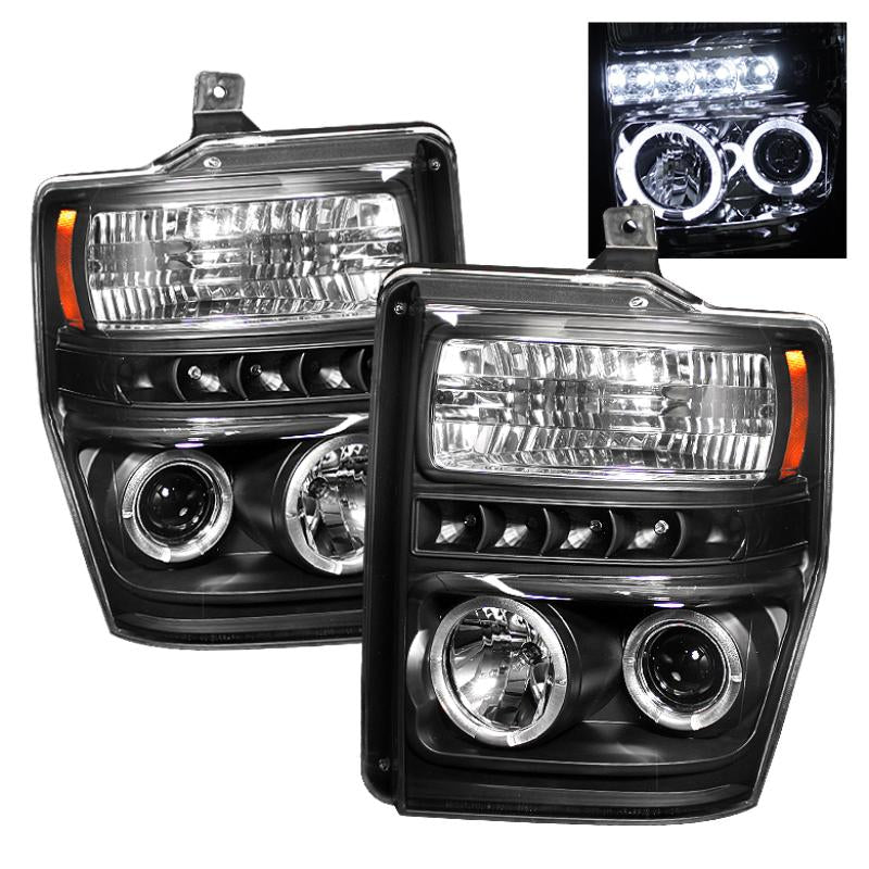 Spyder Ford F250/350/450 Super Duty 08-10 Projector Headlights LED Halo LED Blk PRO-YD-FS08-HL-BK 5010575 Main Image