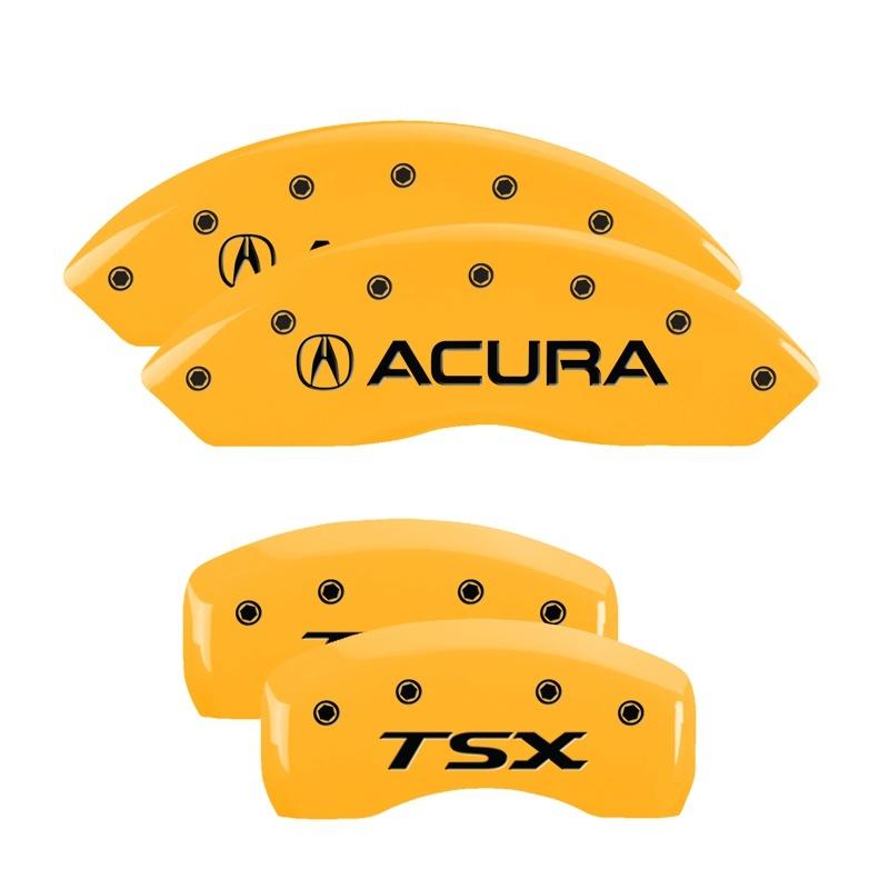 MGP 4 Caliper Covers Engraved Front & Rear Acura Yellow Finish Black Char 2008 Acura TL 39007SACUYL Main Image