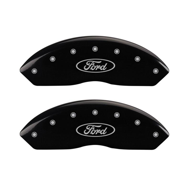 MGP Front set 2 Caliper Covers Engraved Front Oval logo/Ford Black finish silver ch 10155FFRDBK Main Image