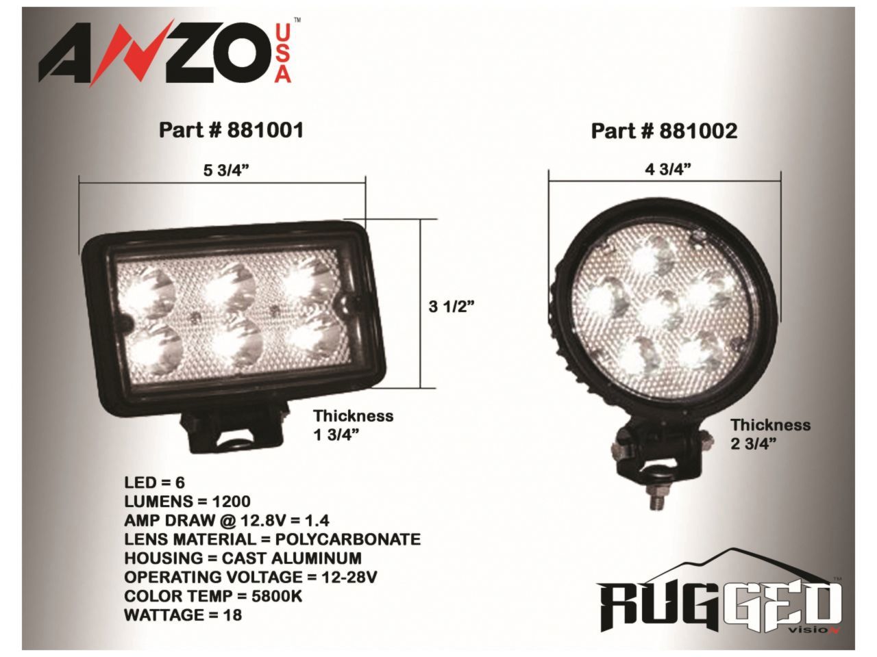 Anzo 3in x 5in High Power LED Fog Light