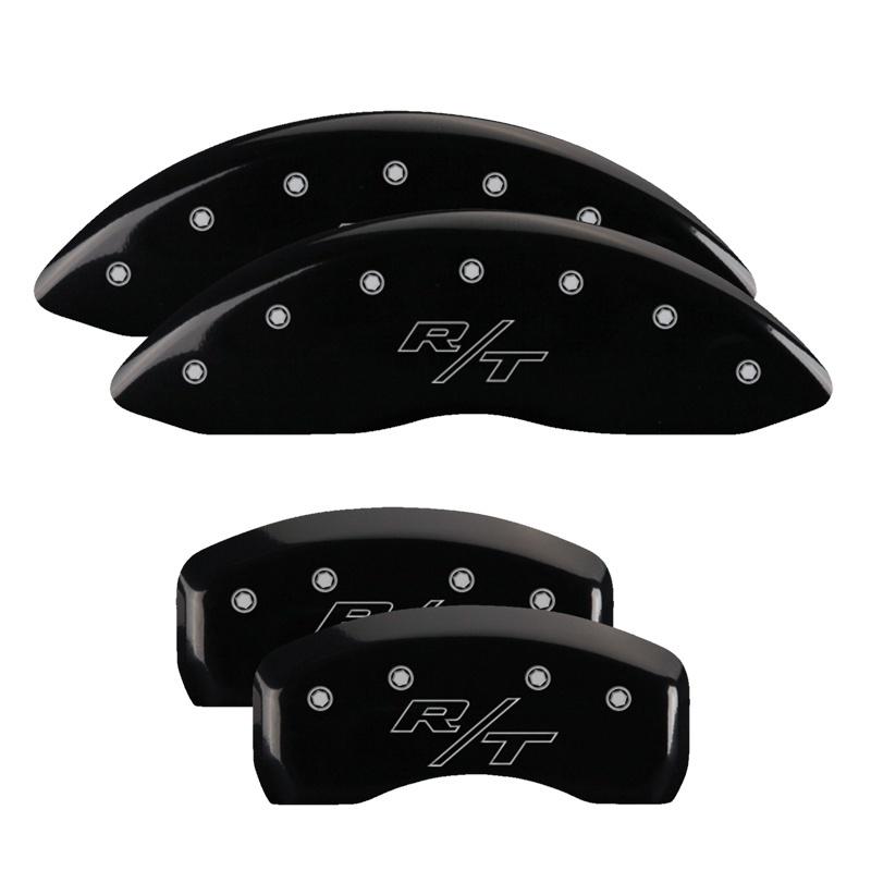 MGP 4 Caliper Covers Engraved Front & Rear Vintage Style/RT Black finish silver ch 12192SRTRBK Main Image