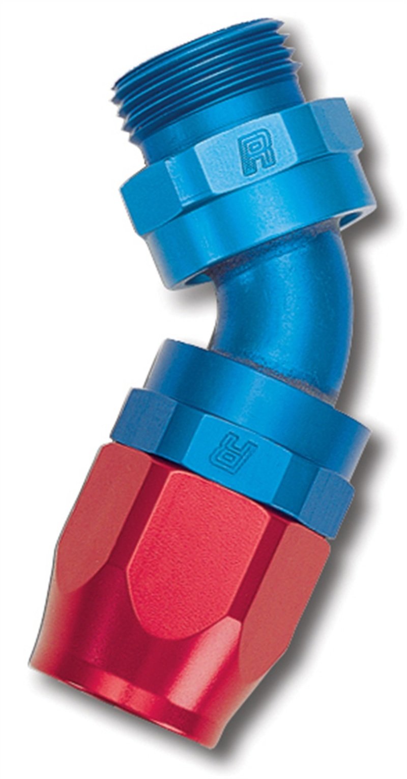 Russell Performance -12 AN Red/Blue 45 Degree Swivel Dry Sump Hose End (-10 Port 7/8in-14 Thread) 612230 Main Image