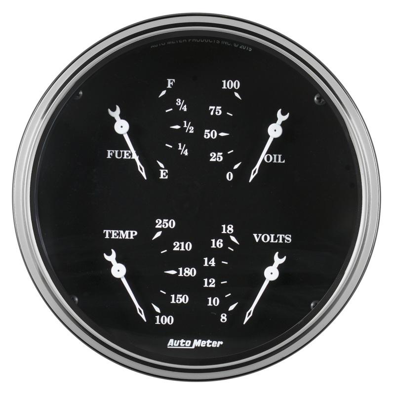 Auto Meter Gauge Quad 5in 0E-90F Elec Old Tyme Black 1719 Main Image