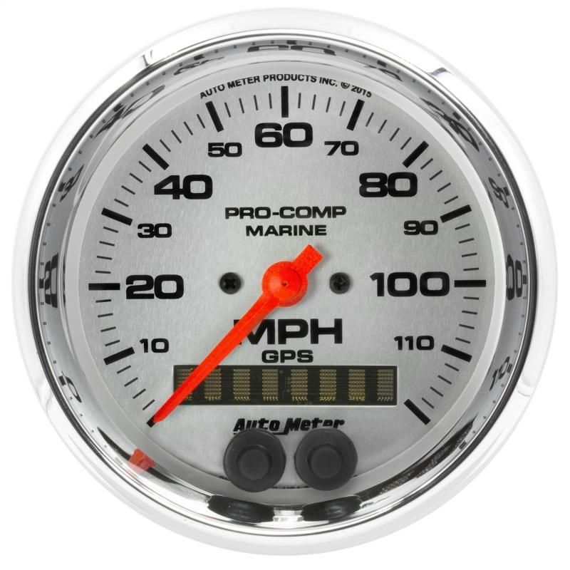 Autometer Marine Chrome Ultra-Lite 3-3/8in 120MPH GPS Speedometer Gauge 200637-35 Main Image