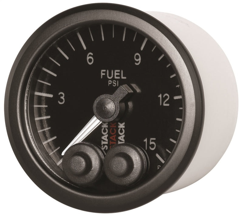 Autometer Stack 52mm 0-15 PSI 1/8in NPTF Male Pro-Control Fuel Pressure Gauge - Black ST3504