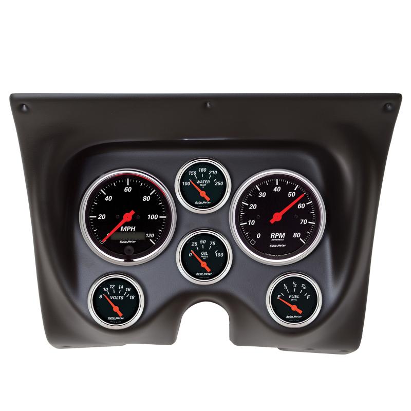 Autometer Designer Black 67-68 Camaro/Firebird Dash Kit 6pc Tach / MPH / Fuel / Oil / WTMP / Volt 7020-DB Main Image