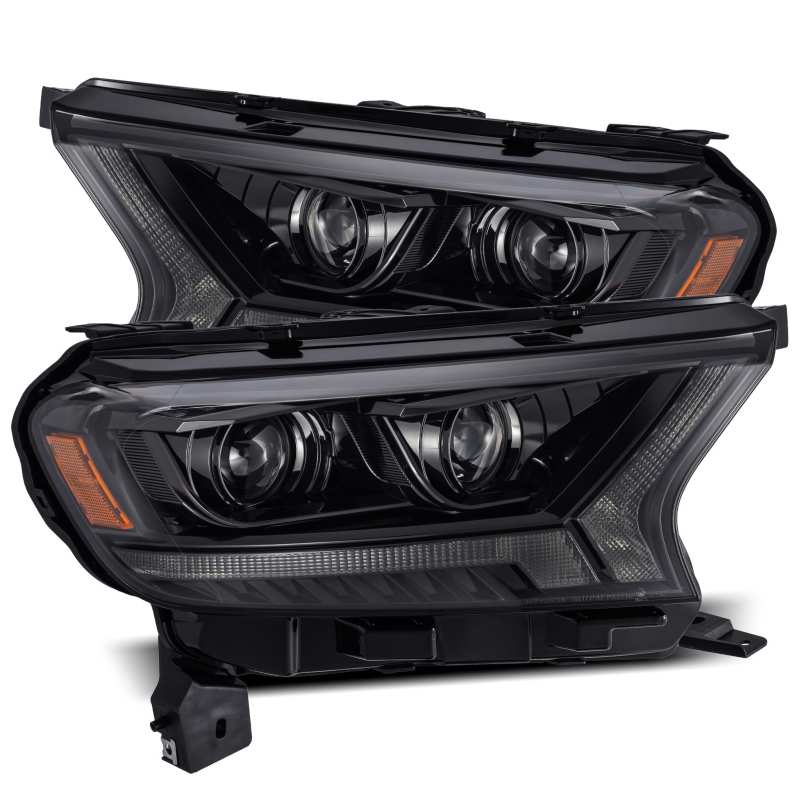 AlphaRex 19-21 Ford Ranger LUXX LED Proj Headlights Plank Style Alpha Black w/Seq Signal/DRL 880121