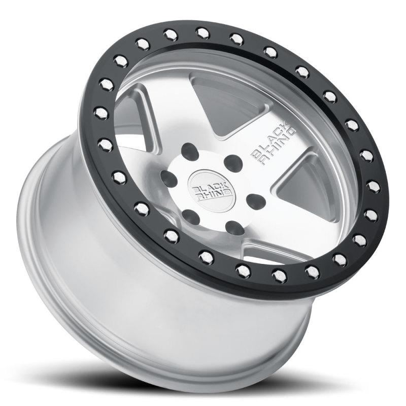 Black Rhino Crawler Beadlock 17x8.5 6x135 ET00 CB 87.1 Silver w/Mirror Face & Black Lip Wheel 1785CRL006135S87 Main Image