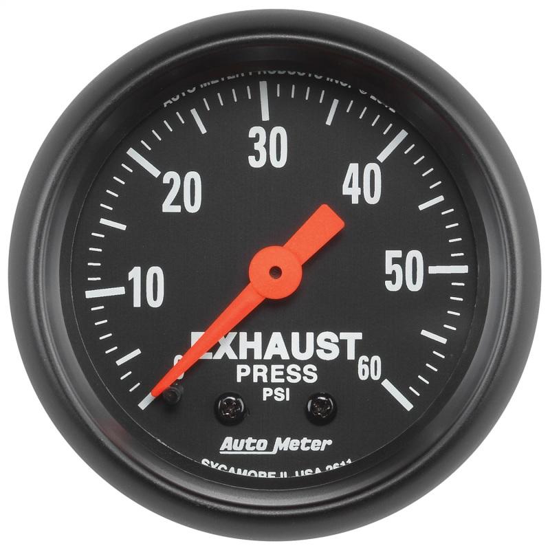 Autometer Z Series 52mm 0-60 PSI Mechanical Exhaust Gas Pressure Gauge 2611 Main Image