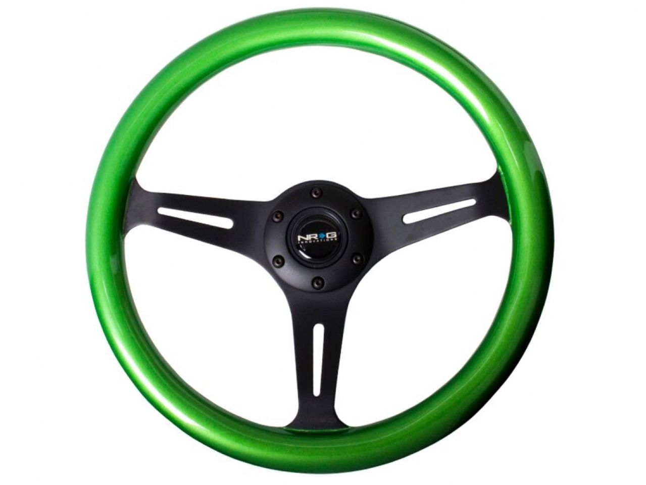 NRG ST-015 Black & Green Painted Wood Steering Wheel