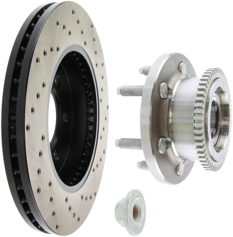 StopTech Sport Cross Drilled Brake Rotor; Front Right