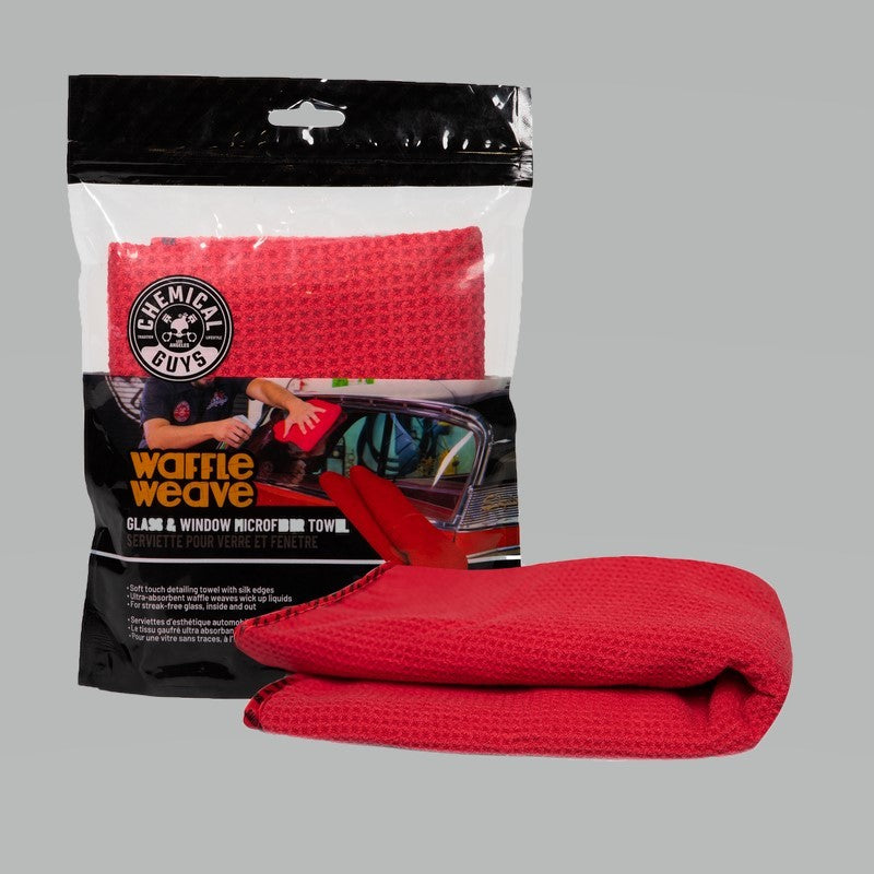 Chemical Guys Waffle Weave Glass & Window Microfiber Towel - 24in x 16in - Red (P48) MIC707