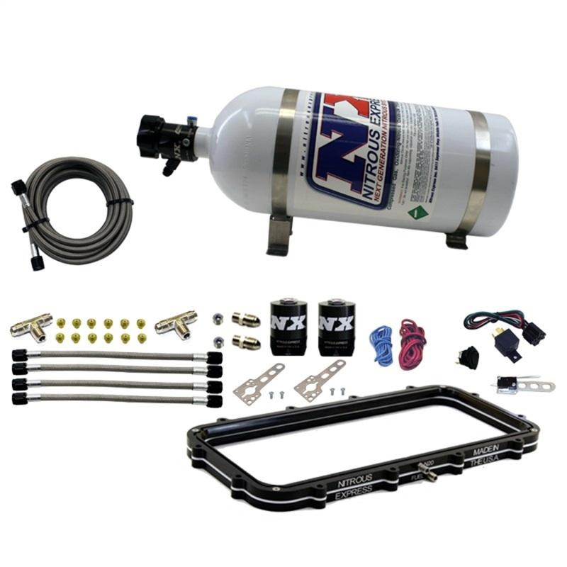 Nitrous Express Holley High Ram Plenum Nitrous Plate Kit w/10lb Bottle 20940-10 Main Image