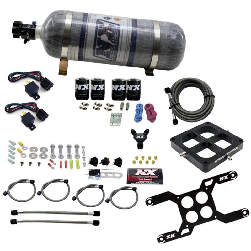 Nitrous Express Dominator Dual Stage Billet Crossbar Nitrous Kit (50-300 & 100-500HP) w/Comp Bottle 66047-12 Main Image